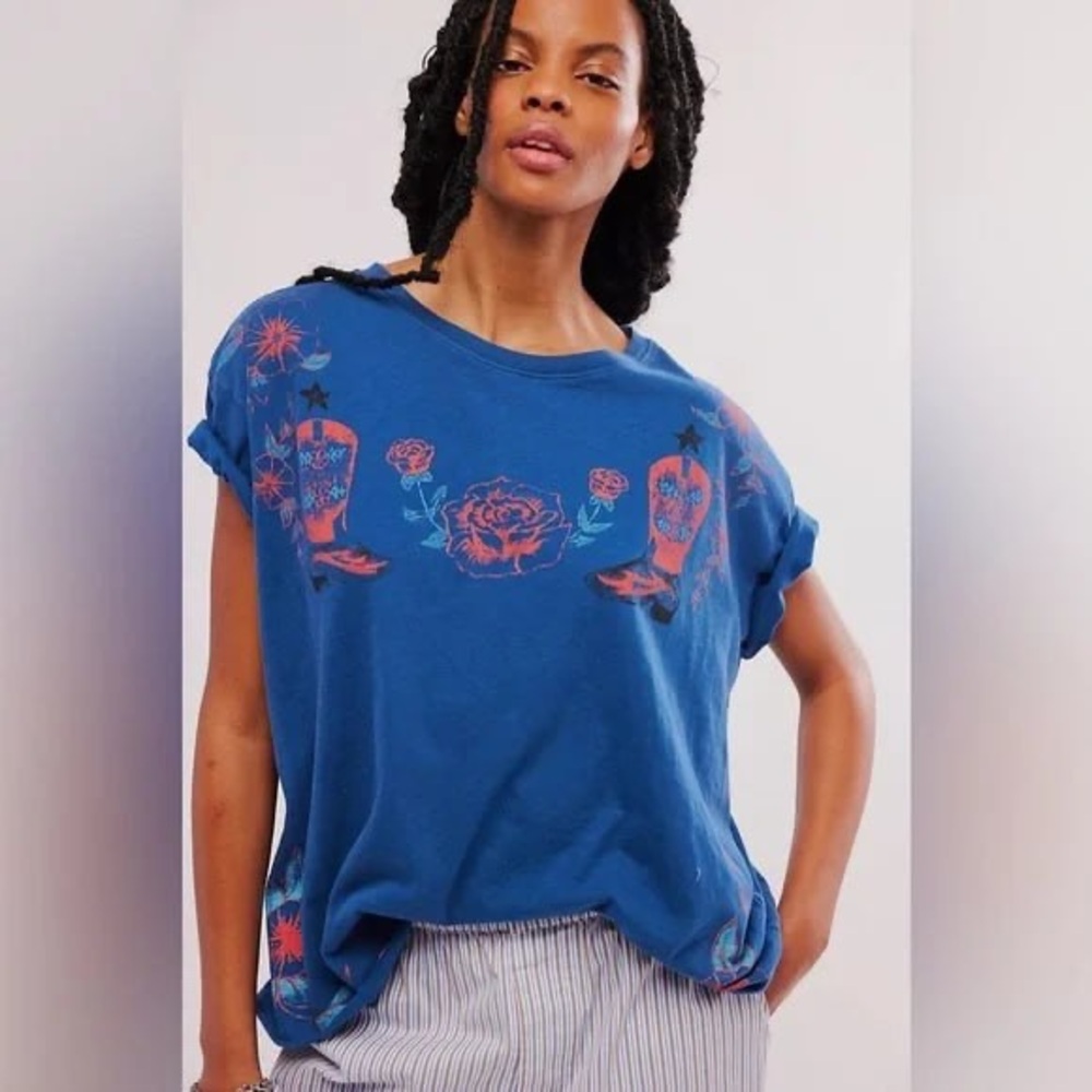 Free People x The Bureau Cowboy Rose Tee M NWOT